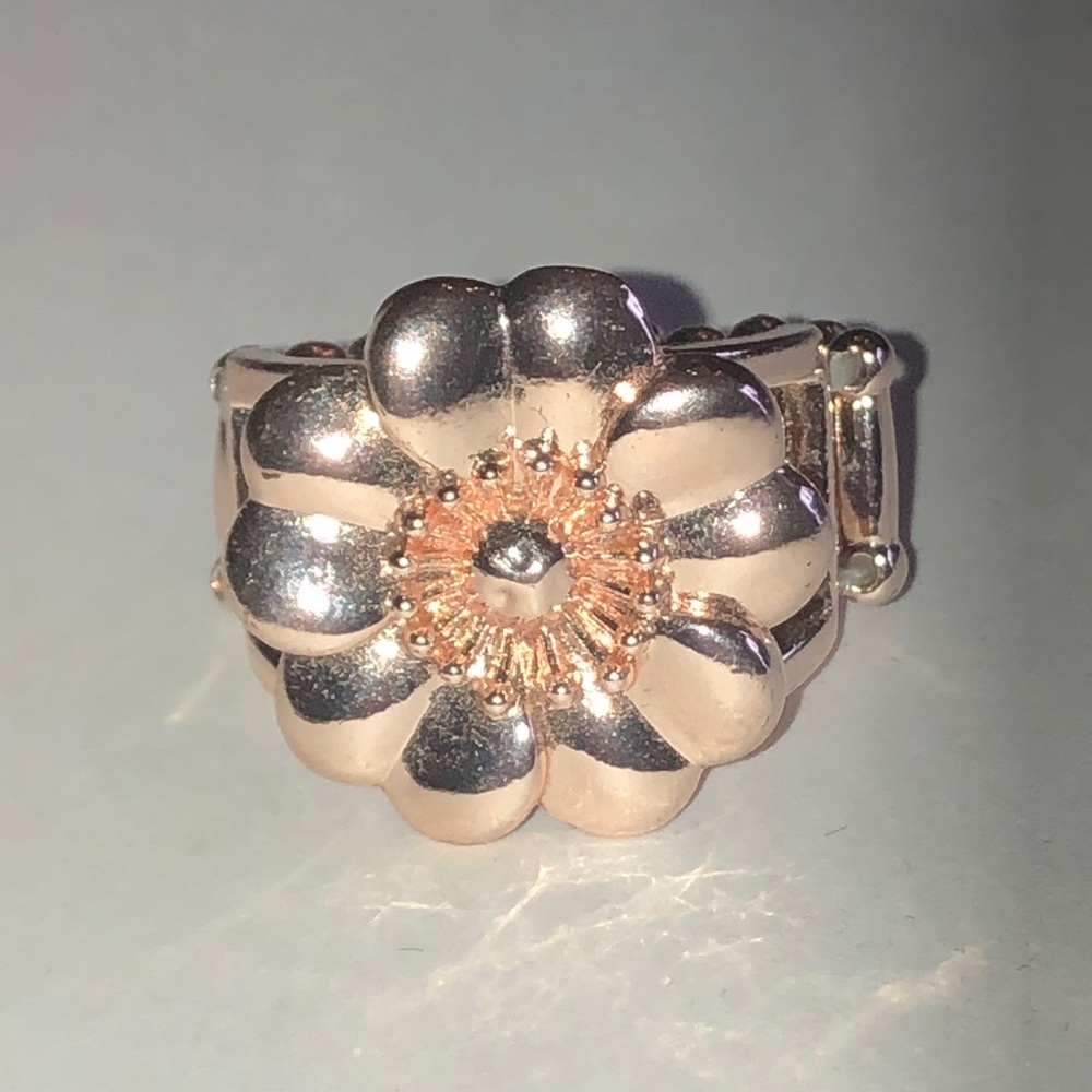 Rose Gold Tone Floral Boho Statement Ring